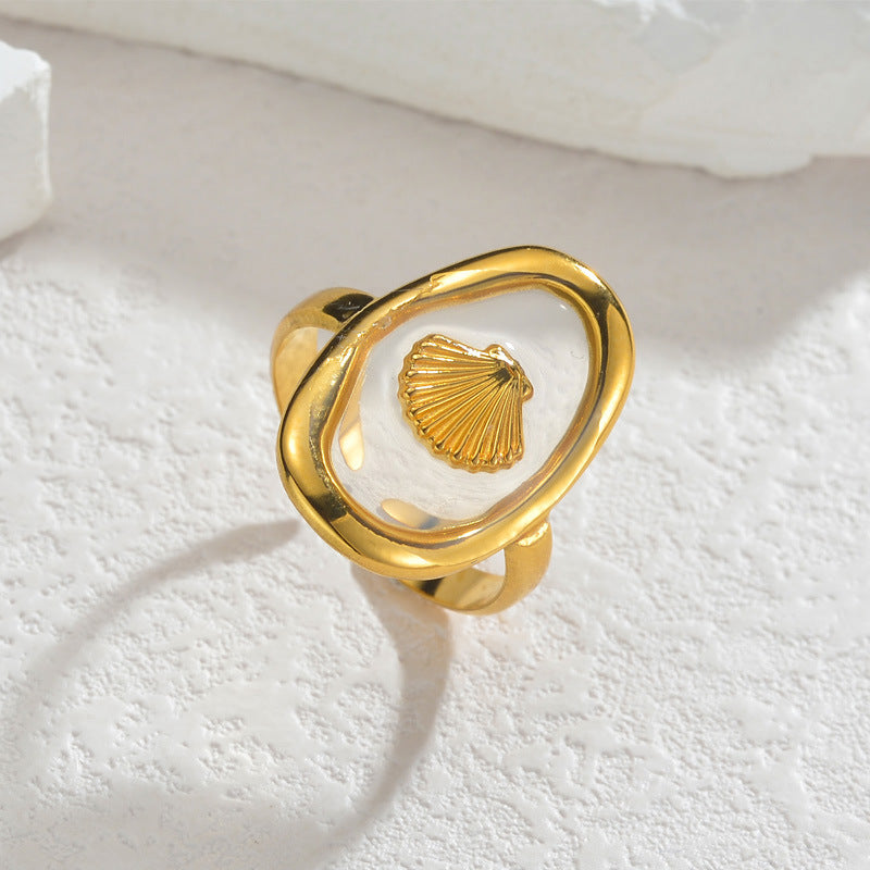 Wholesale  Stainless Steel 18K Gold Geometric Oval Ring