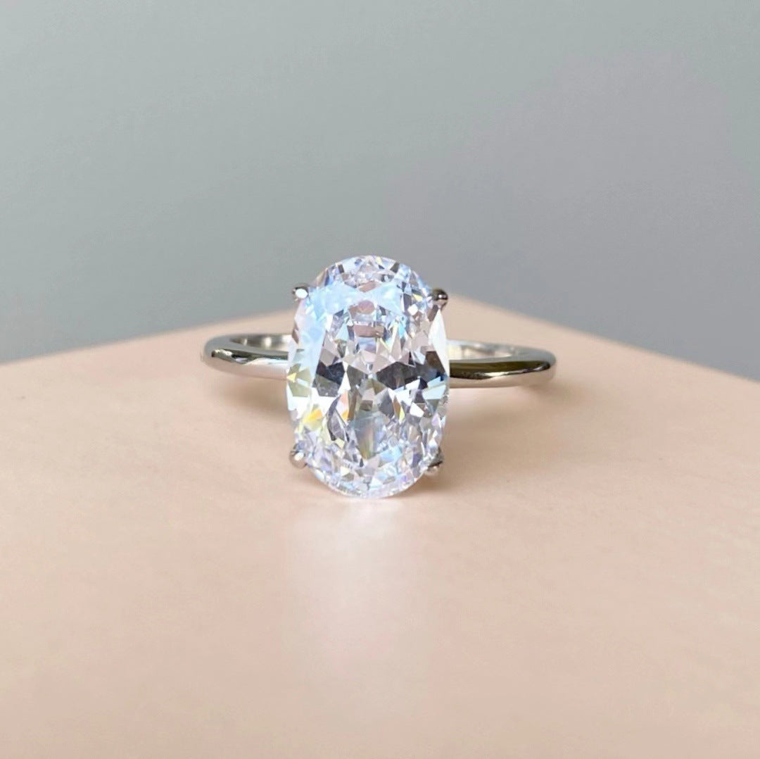 Wholesale Sanjie 2024 New European and American Simple Ins Style Inlaid Zircon Ring Handmade Super Shiny Diamond Ring