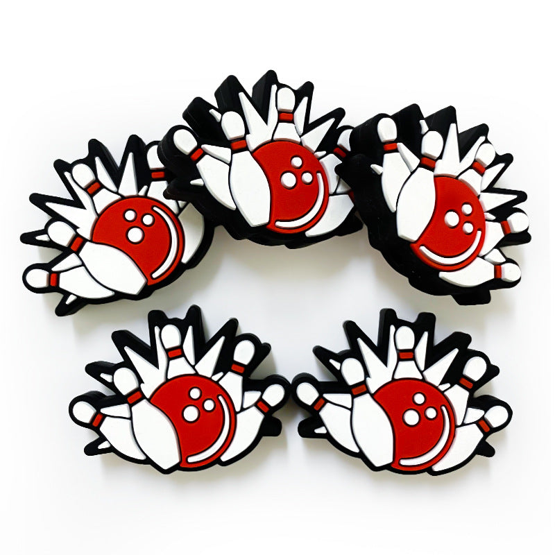 Wholesale 10pcs Cute Bowling Silicone Beads Focal Beads DIY Bead Pen Accessories ACC-BDS-WDX211