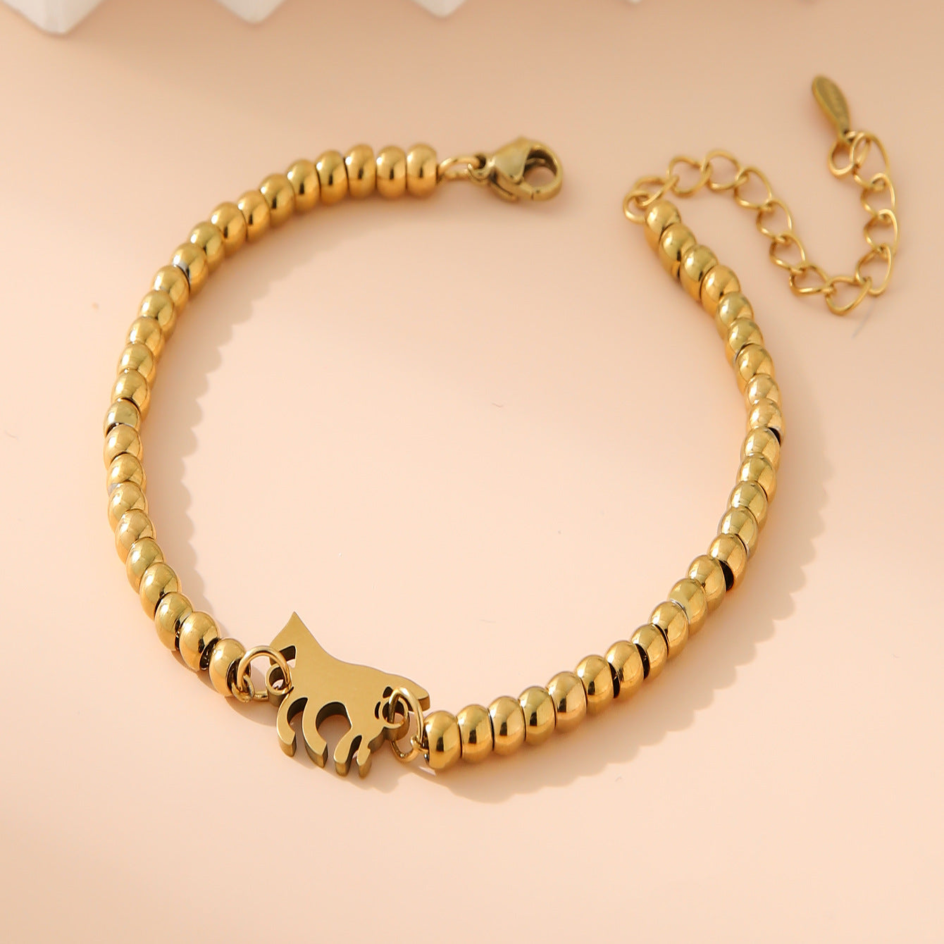 Wholesale  Stainless Steel Plated 18K Gold 4MM Beads  Mother's Day Bracelet