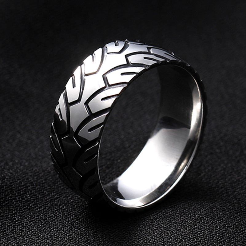 Wholesale 8mm Men's Titanium Steel Retro Fish Pattern Blackened Rings ACC-RS-GouYa005