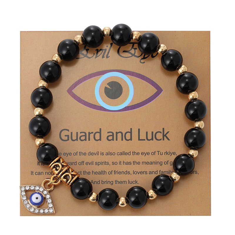 Wholesale  8mm Pink Zebra Stone Bracelet Devil' s Eye Pendant Bracelet