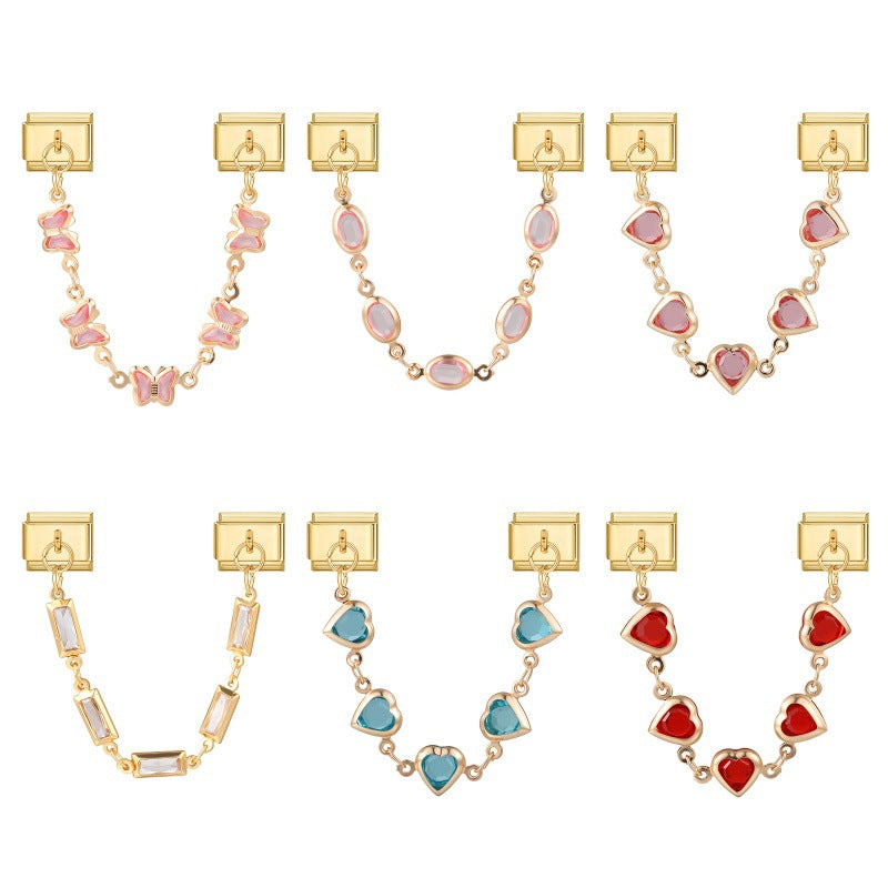 Wholesale Love Butterfly Stainless Steel DIY Bracelet Charms Plated Colorful Fashion Accessory For Jewelry Making