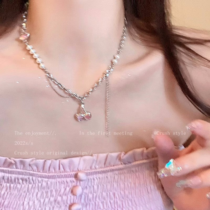 Wholesale Pearl Necklace Love Beaded Clavicle Necklace Choker Titanium Steel Necklace ACC-NE-Hank002