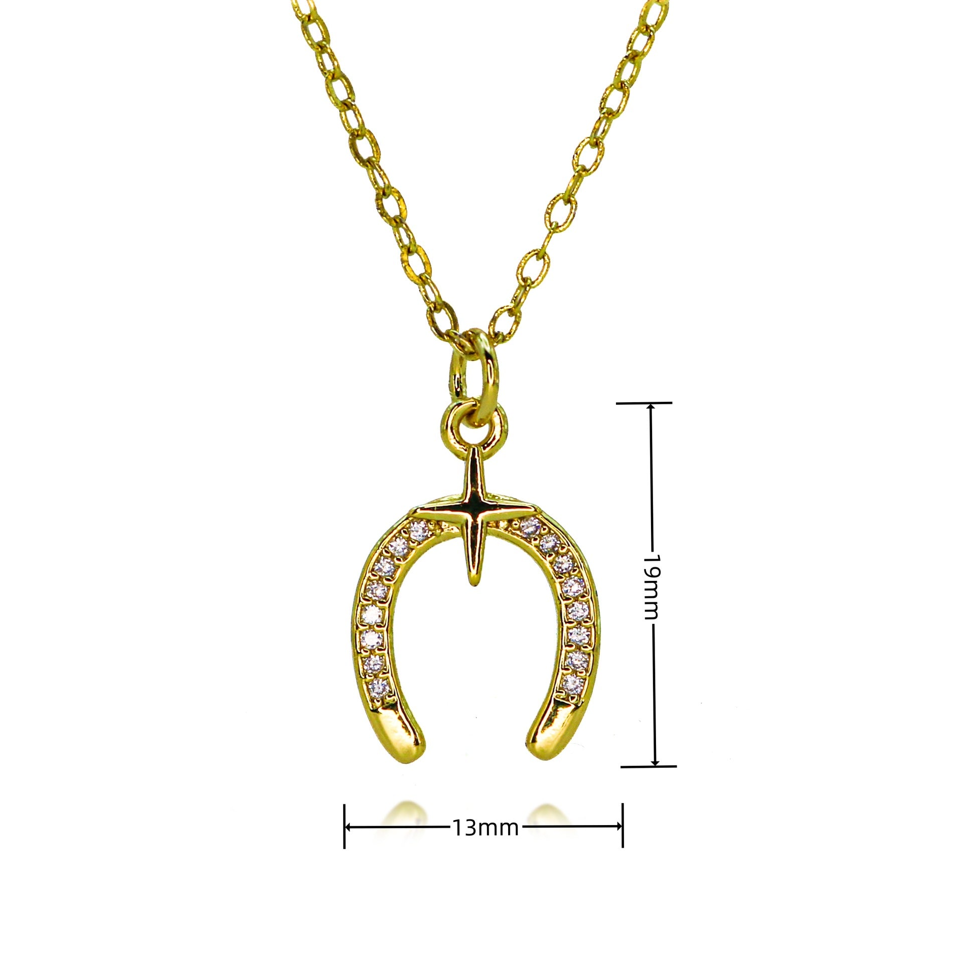 Wholesale  Zircon Copper Micro-inlaid Colorful Zircon Horseshoe Necklace