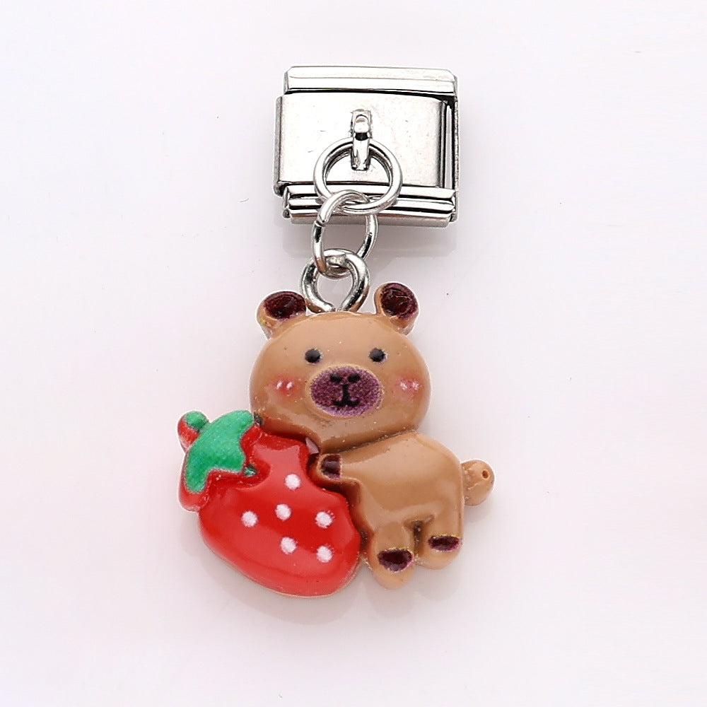 Wholesale 10pcs Italian Charm Bracelet 9mm DIY Splicing Cute Cartoon Stainless Steel Composable Bracelet ACCVIP