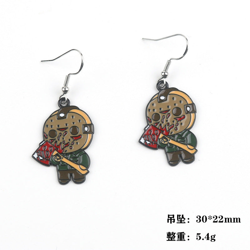 Wholesale Halloween Horror Cartoon Movie Black Plated Pendant Earrings ACC-ES-Fuyu001