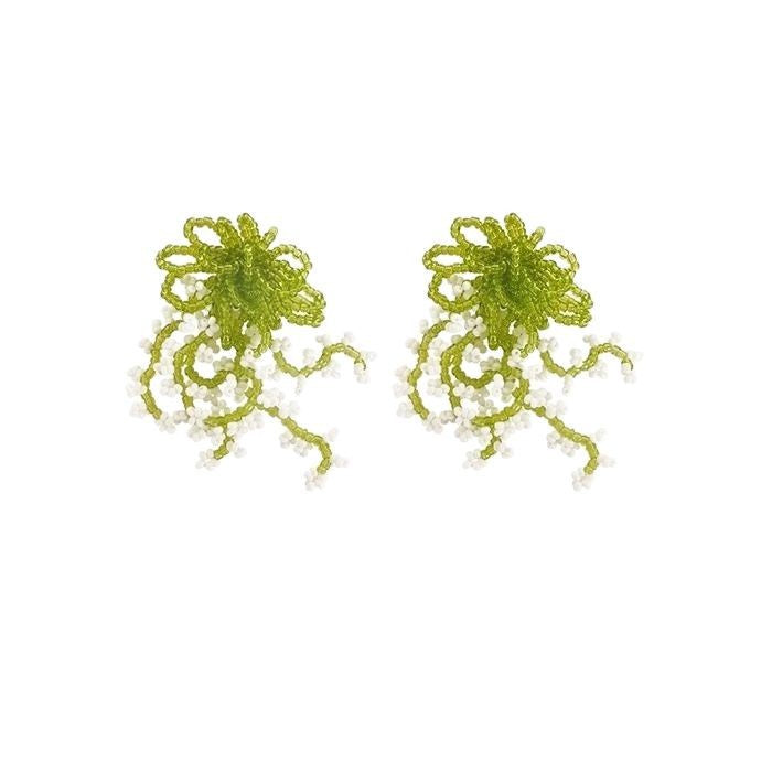 Wholesale exaggerate beaded flower earrings