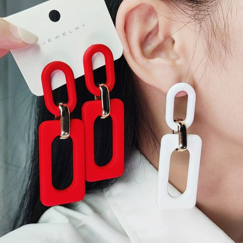 Wholesale rectangular hollow ing acrylic earrings earrings retro personality  earrings