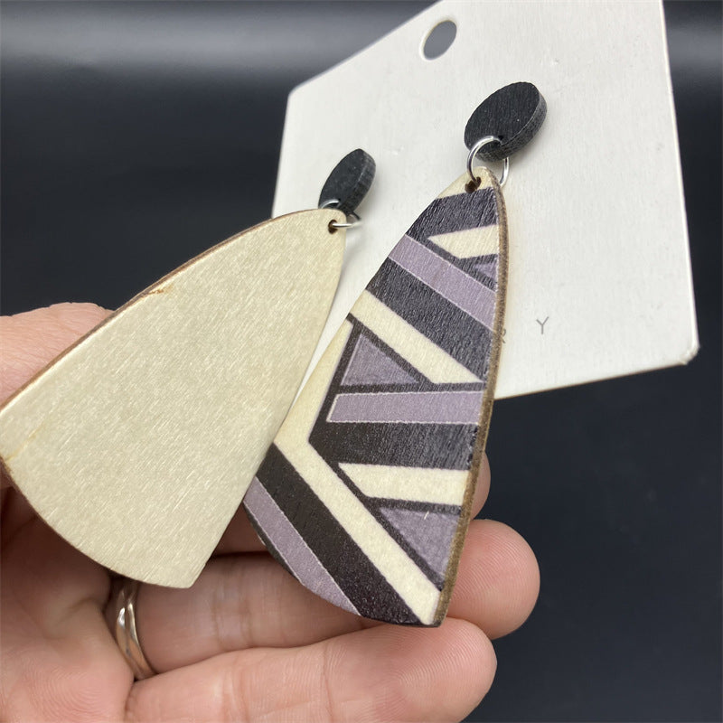 Wholesale Bohemian Colorful Striped Wooden Earrings ACC-ES-FX014