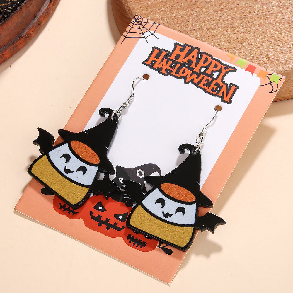 Wholesale   Series  Pumpkin Candy Little Devil Ghost Black Cat Dwarf Acrylic Earrings