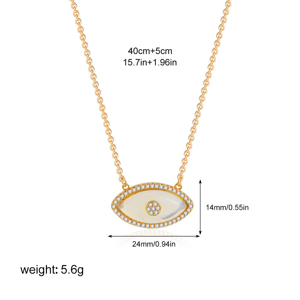 Wholesale  Stainless Steel Plated 18K True Gold Natural Gem Devil's Eye Necklace