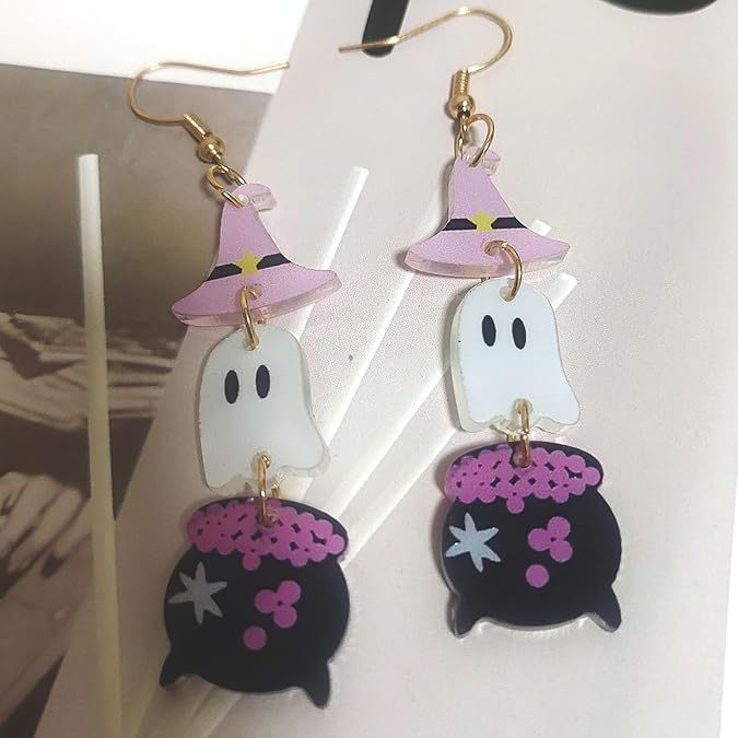 Wholesale  Ghost and Witch Hat Acrylic Earrings