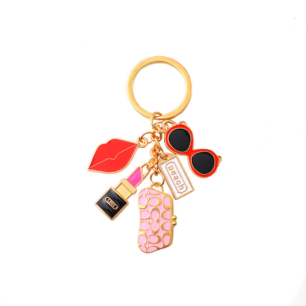 Wholesale Vintage Lipstick Keychain Enamel Pendant Bag Charm Fashion Accessory Gift
