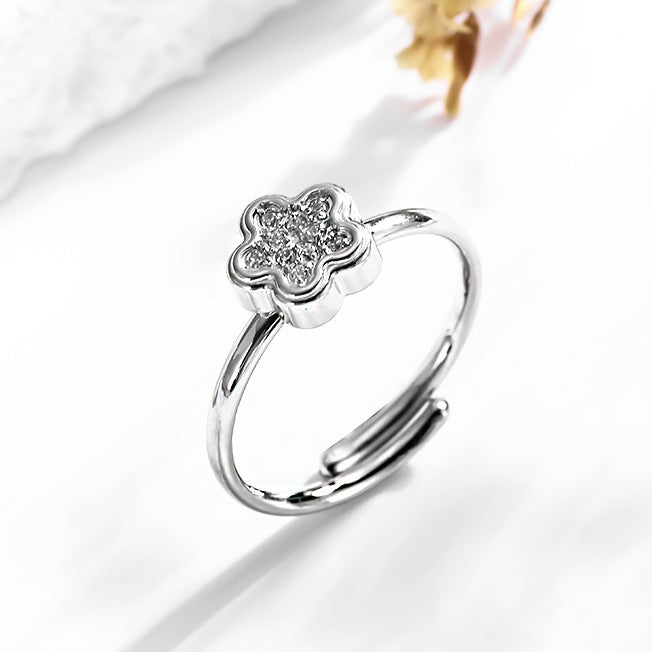 Wholesale 2PCS Titanium steel heart and flower geometric open ring