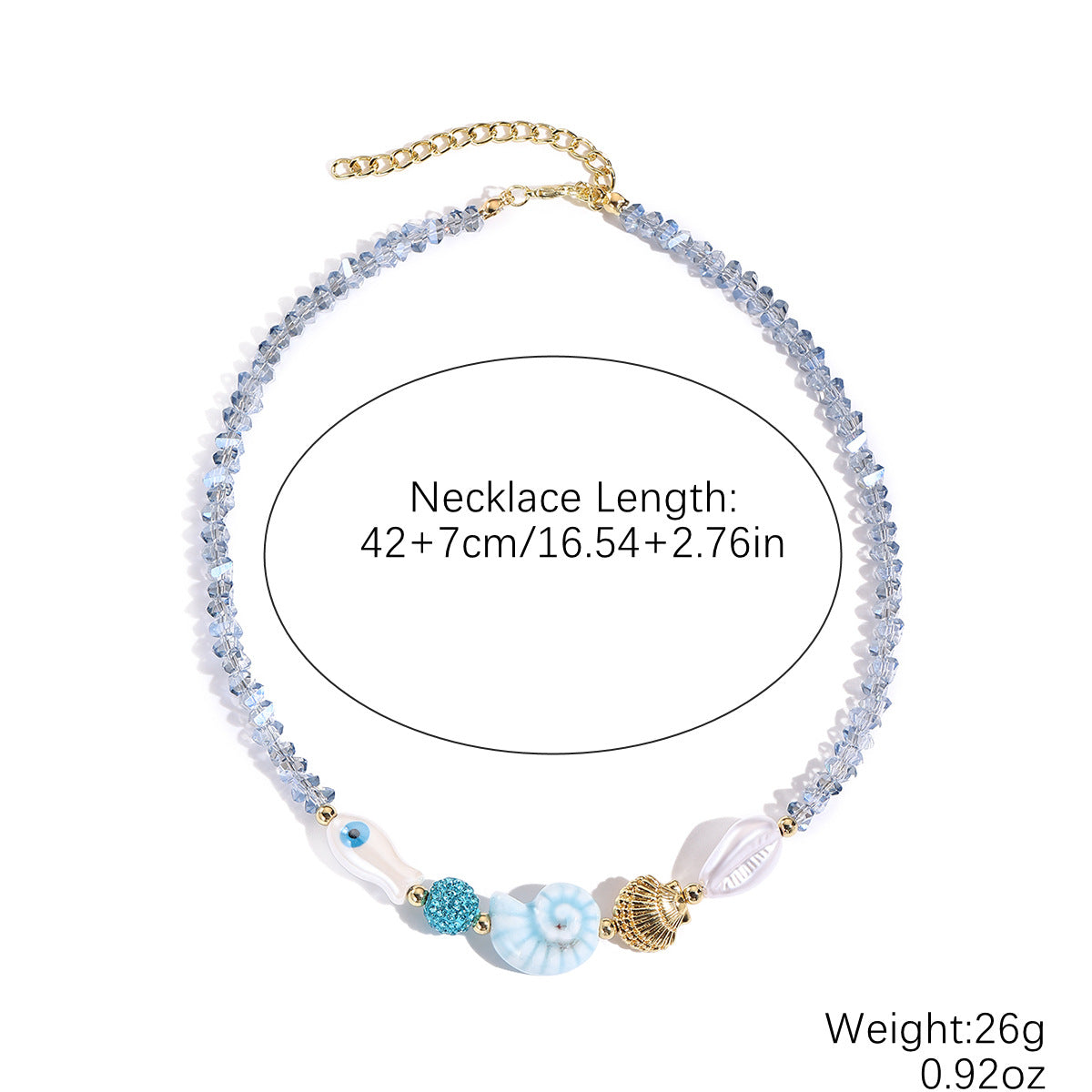 Wholesale Starfish shell necklace with marine resort style colorful crystal beaded necklace bracelet set