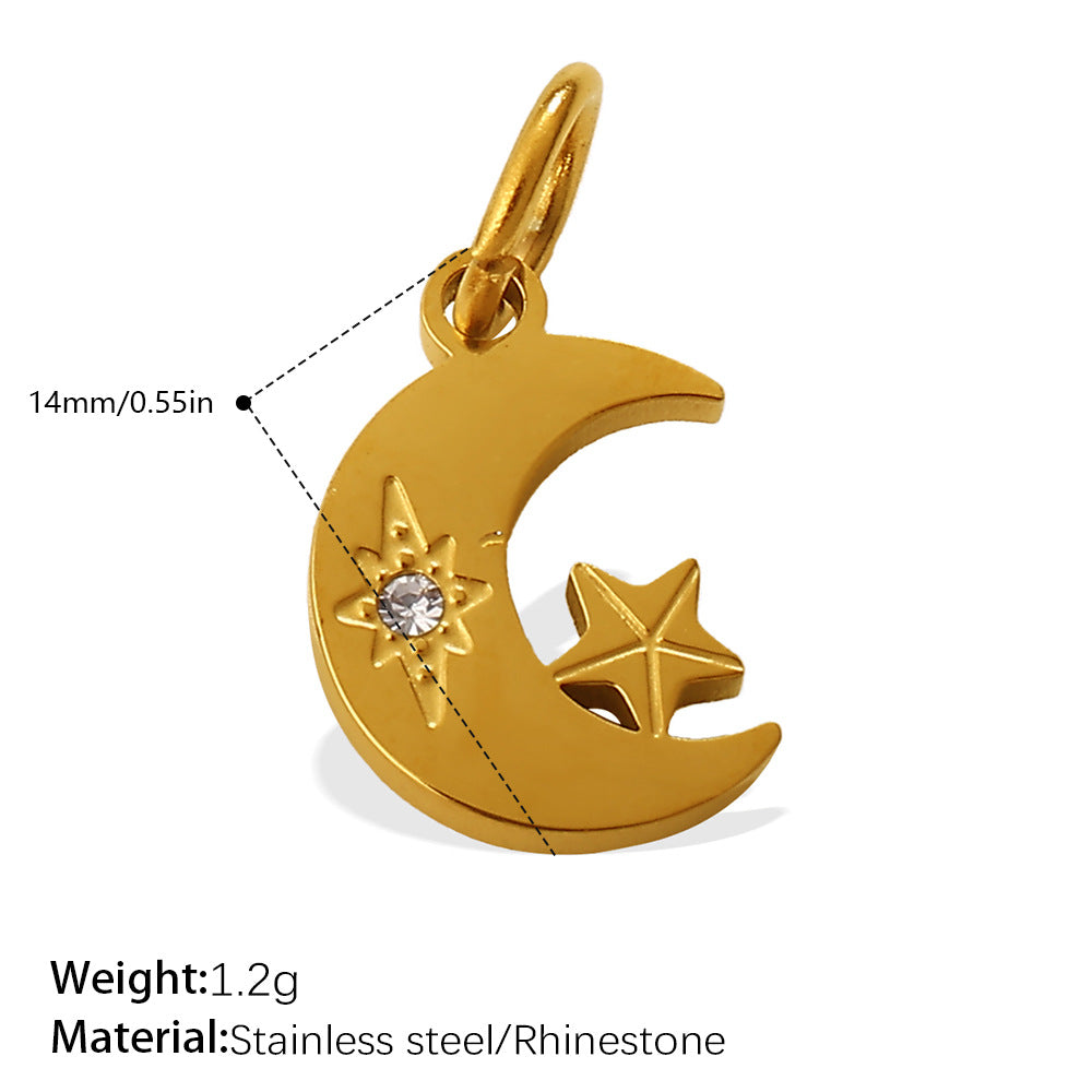 Wholesale Retro Elegant Style DIY Star and Moon Phase Diamond Charms for Jewelry