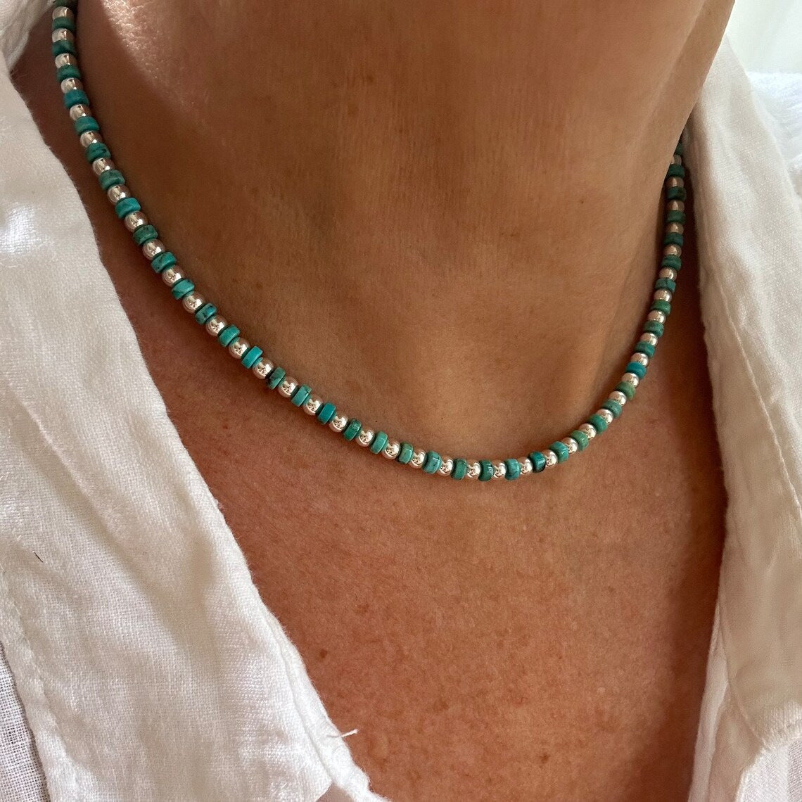 Wholesale Bohemian Ethnic Style Turquoise Beaded Necklace Handmade Clavicle Chain Summer Jewelry Accessory