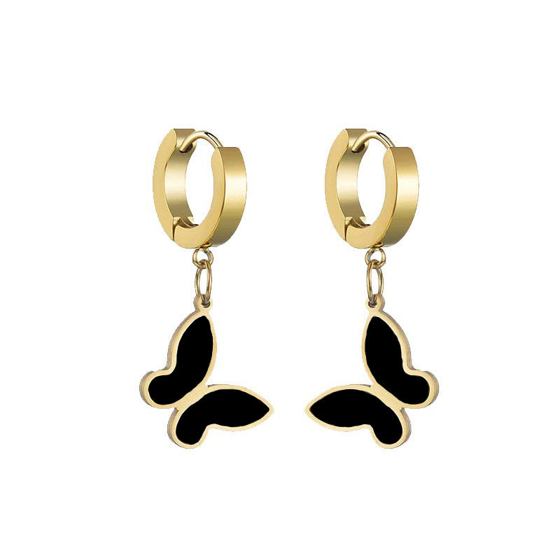Wholesale Korean Chic Butterfly Earrings Titanium Steel Electroplated Jewelry Accessory Gift for Women