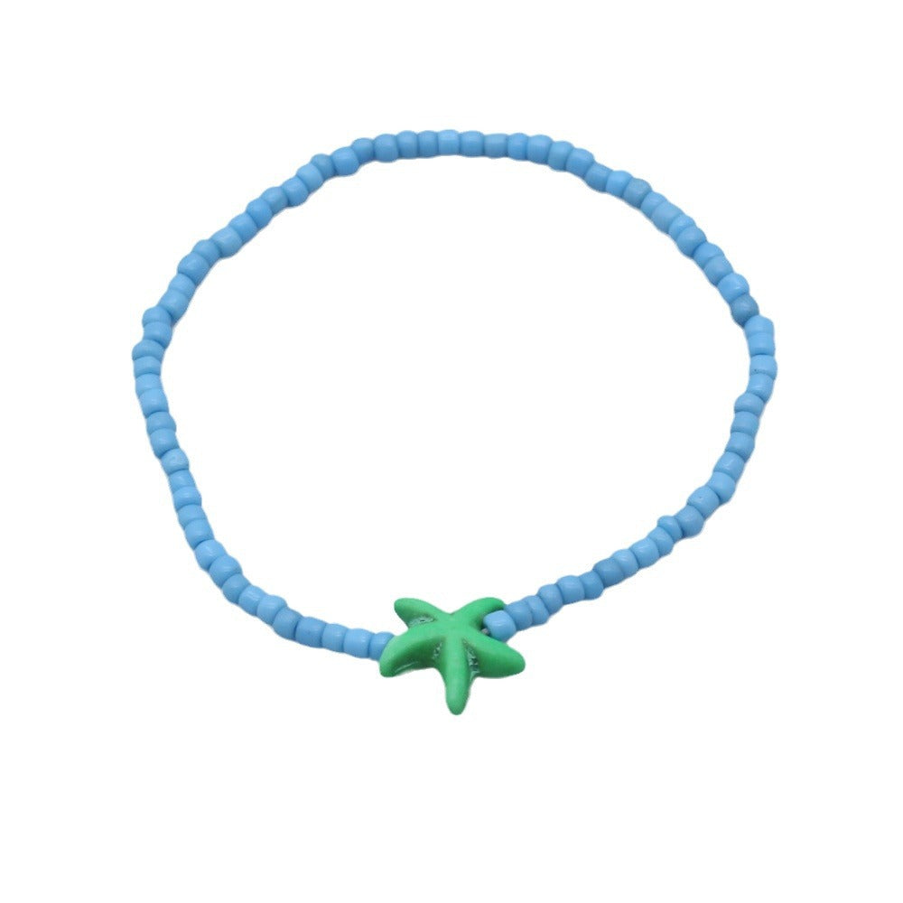 Wholesale  bohemian beach style starfish rice beads beaded bracelet