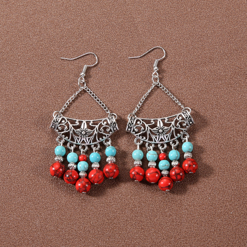 Wholesale Bohemian Tassel Turquoise Earrings Retro Ethnic Style ACC-ES-Gumi002