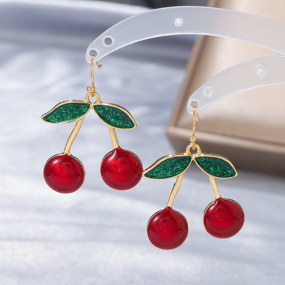 Wholesale Alloy Cherry Fruit Earrings