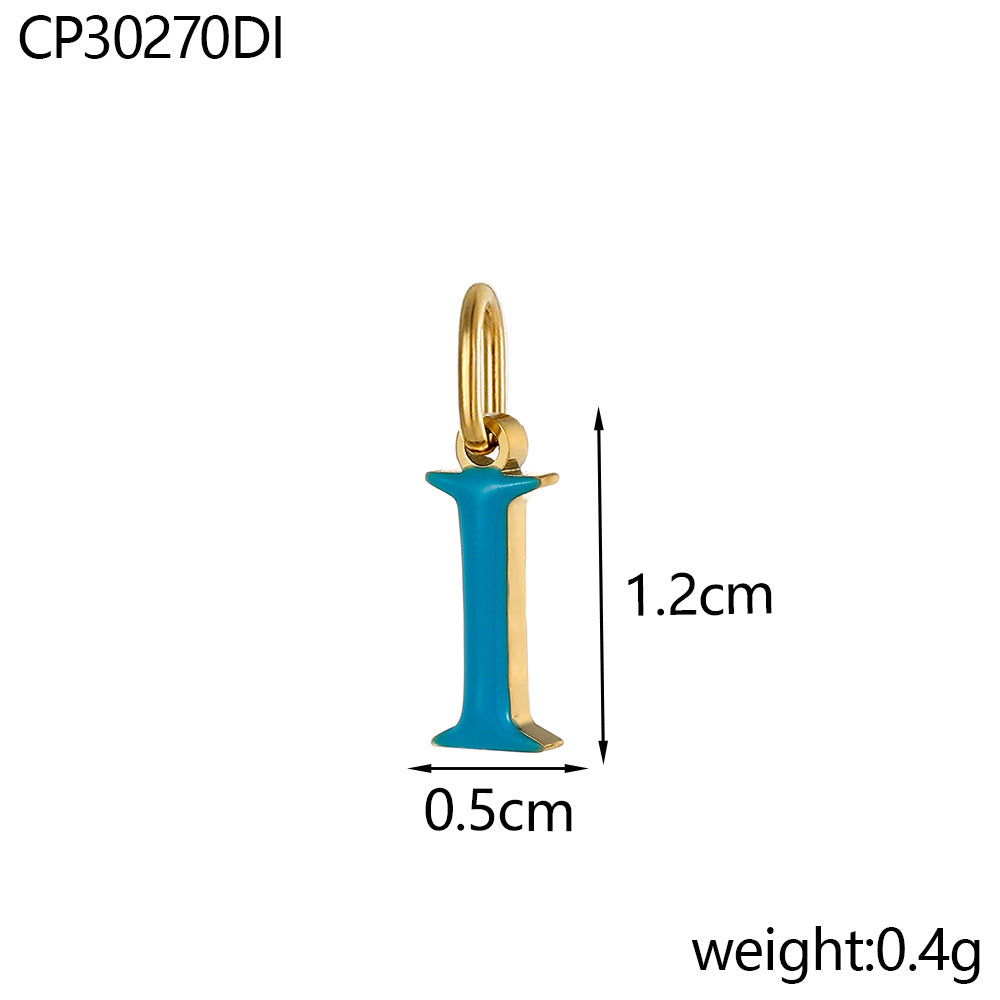 Wholesale Colorful 26 English letters oil-dripping stainless steel vacuum electroplating pendant