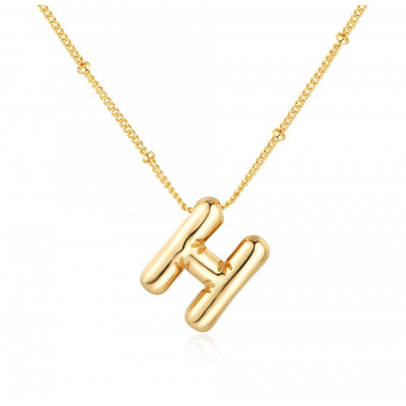 Wholesale Clavicle Chain Birthday Balloon Glossy 26 Letters Necklace Titanium Steel ACC-NE-MeiWeite003