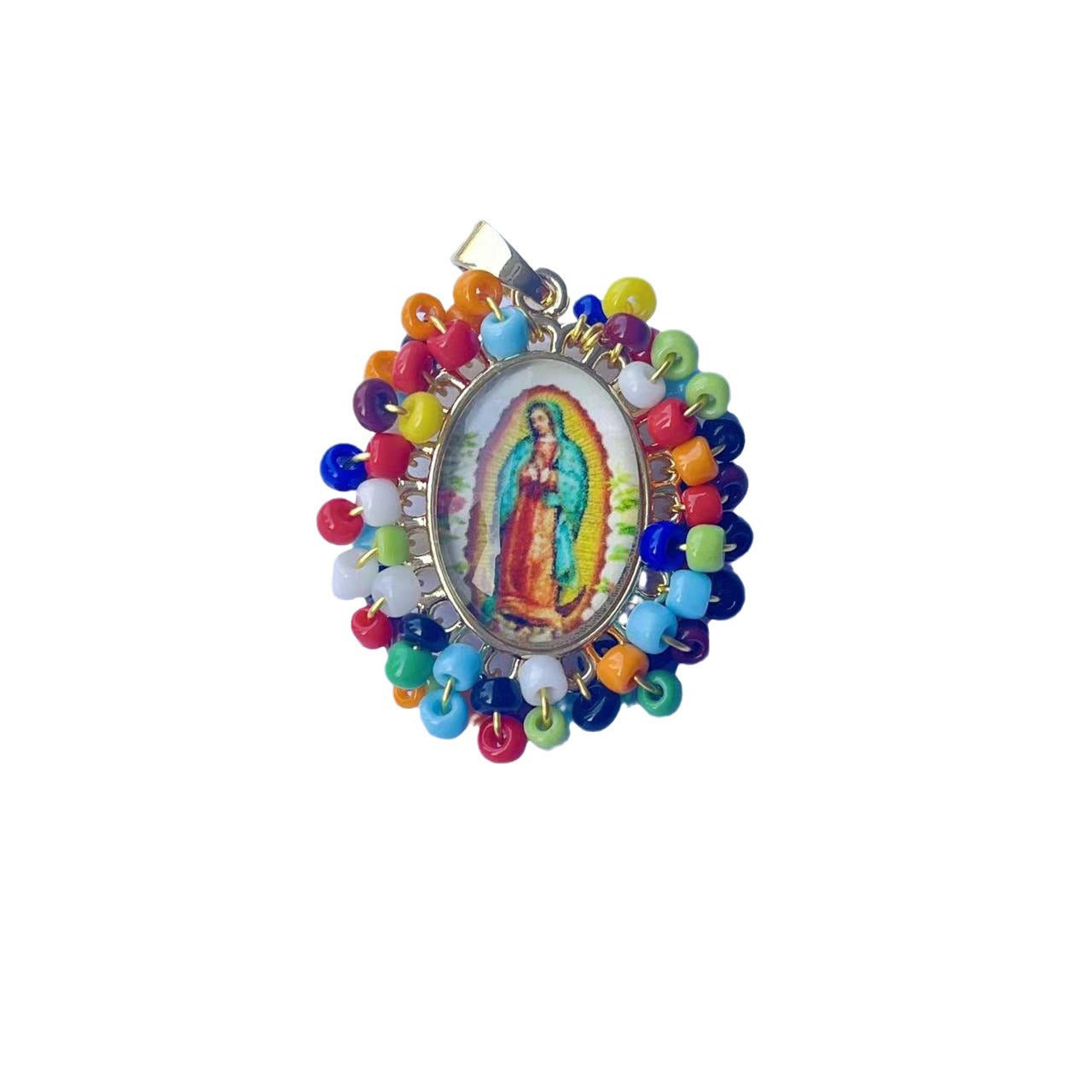 Wholesale Gold hand-woven millet bead oval portrait pendant female jewelry  necklace pendant