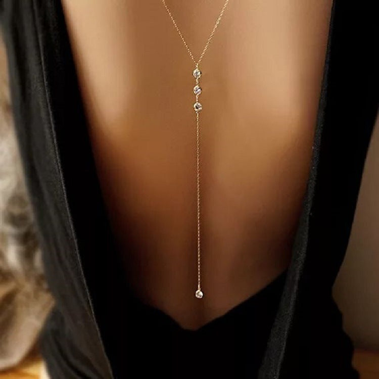 Wholesale Water Drop Back Chain Long Necklace