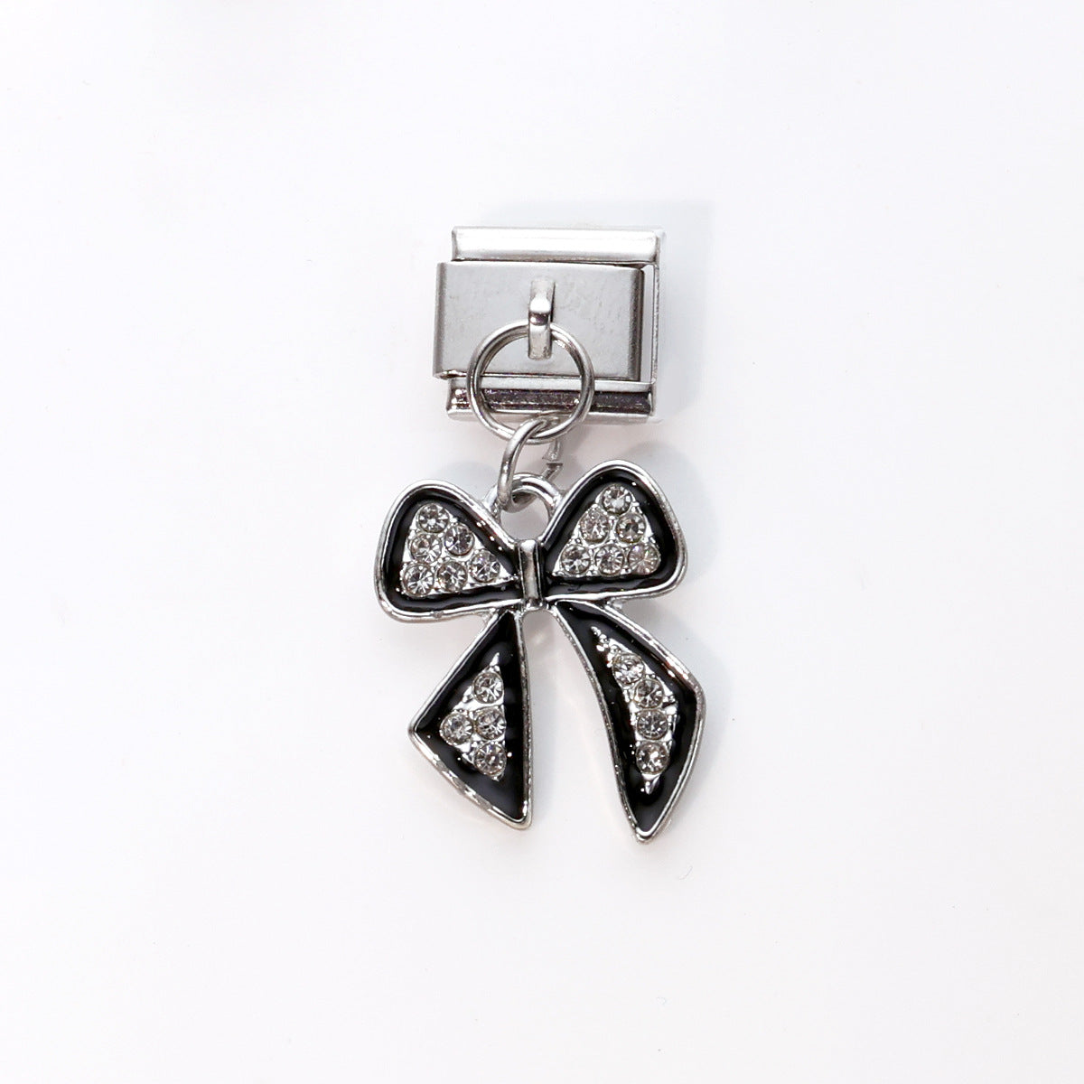 Wholesale 10pcs Italian Charm Bracelet 9mm DIY Splicing Black Micro-Inlaid Zirconia Pendant Stainless Steel Composable Bracelet