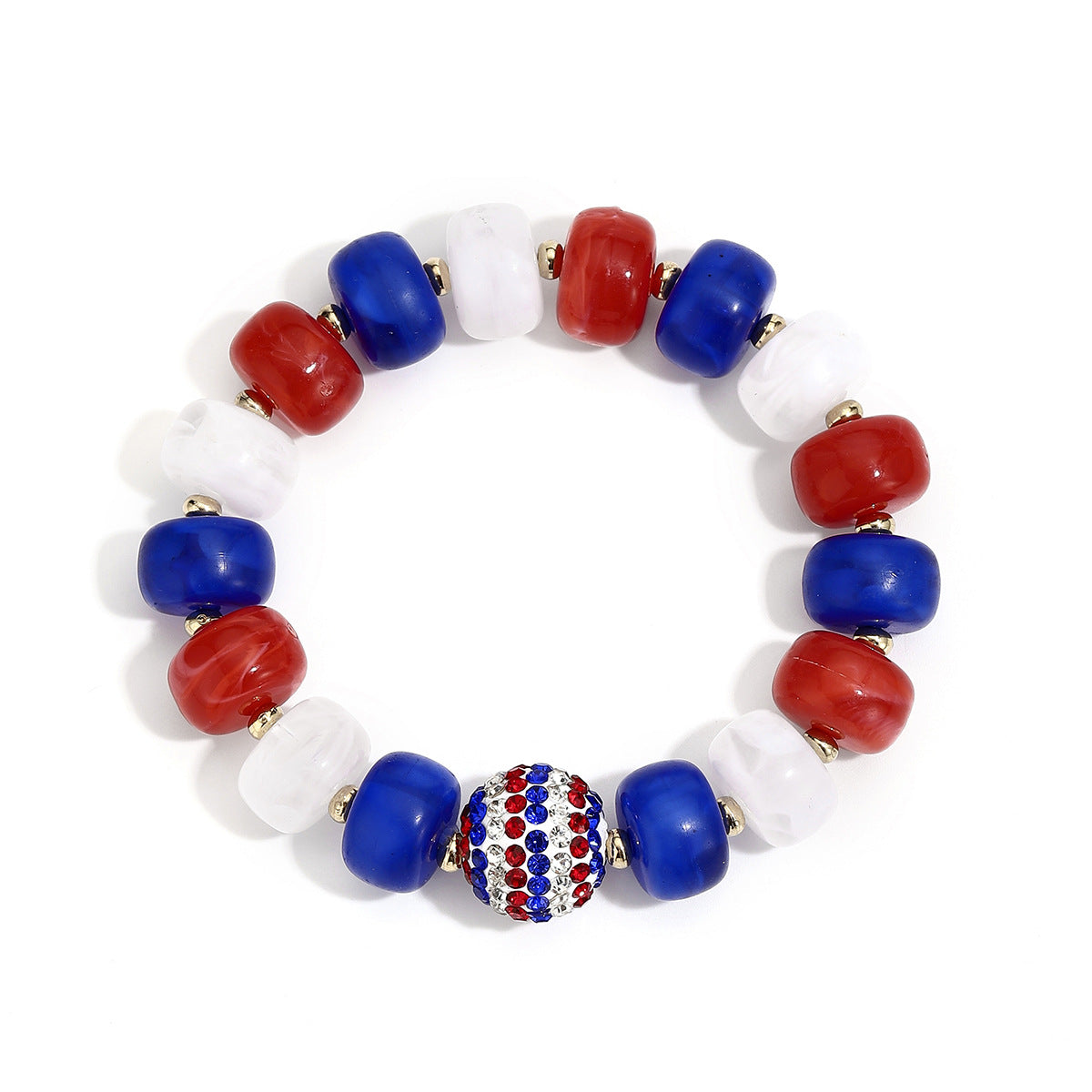 Wholesale Bohemian Acrylic Round Bead Rhinestone Stretch Bracelet Colorful Adjustable Beach Party Gift