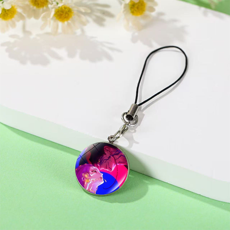 Wholesale Crystal mobile phone chain pendant anime high-value peripheral school bag pendant Keychains kpop