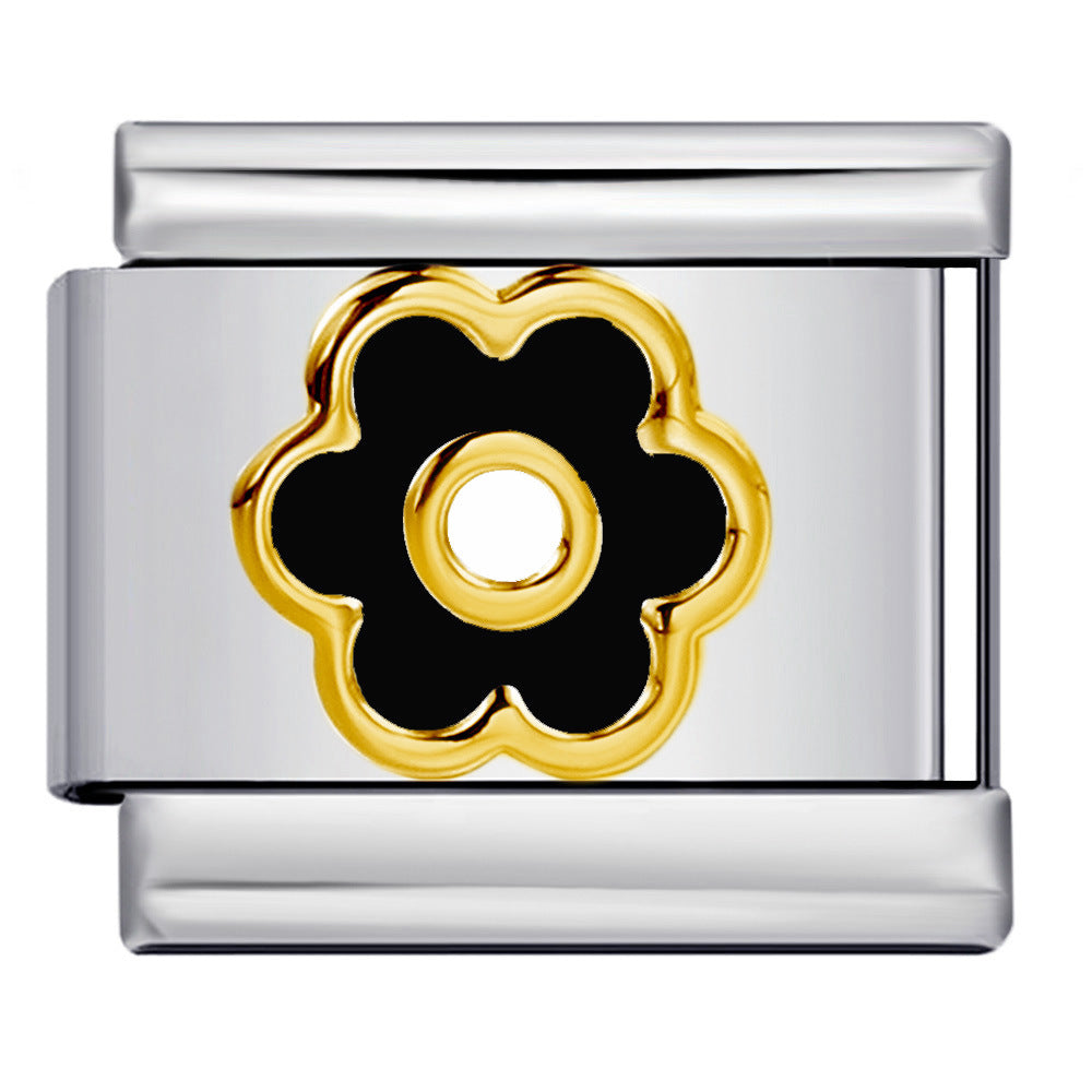 Wholesale Italian Charm Bracelet 9mm DIY Splicing Colored Oil-Drip Petals Stainless Steel Composable Bracelet