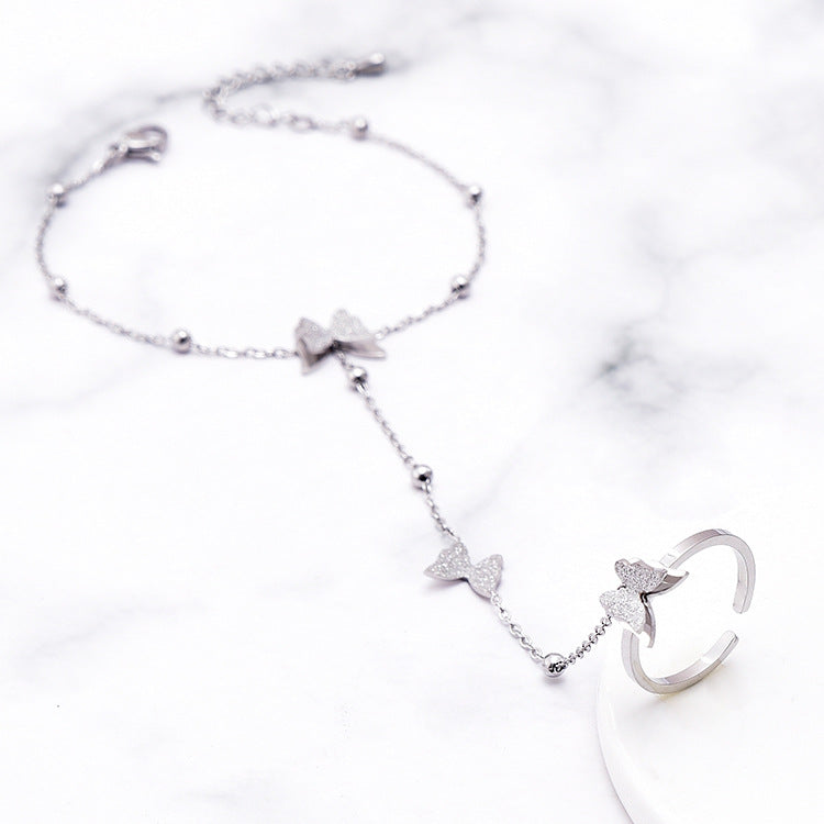 Wholesale Fashion Girl Bracelet Frosted Butterfly Titanium Steel Beads Bracelet
