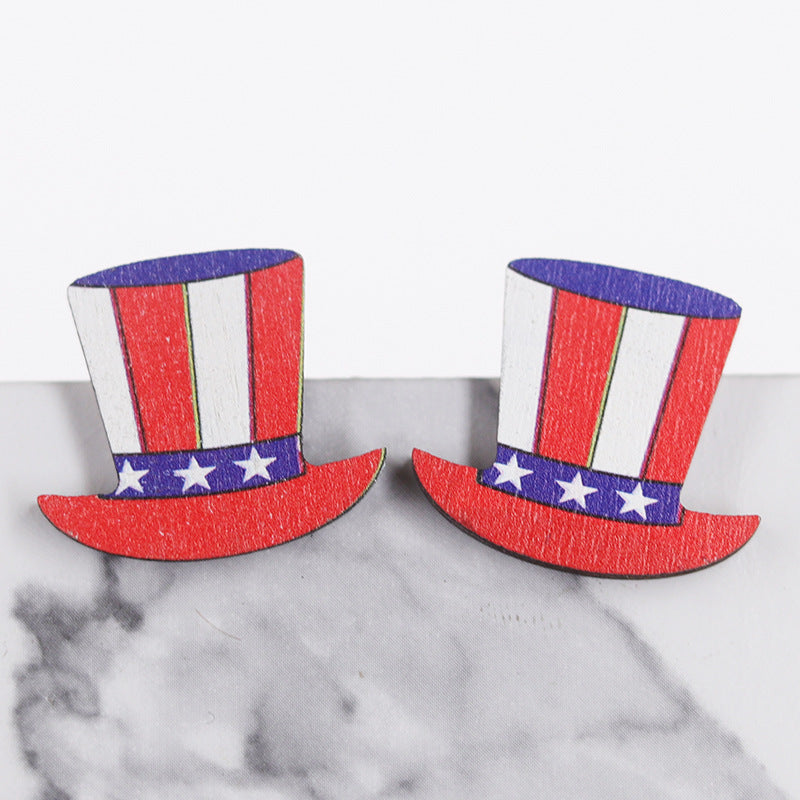 Wholesale  National Day USA dwarf Eagle rocket cute small ear studs wooden ear studs