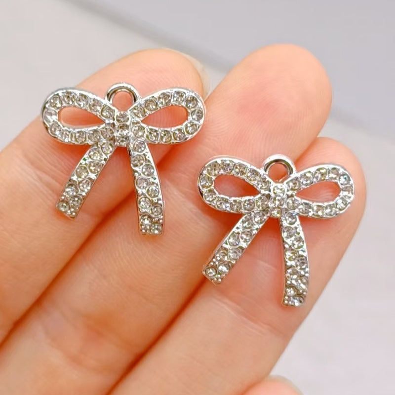 Wholesale 10pcs Casual Bow Pendant Accessories Diamond Small Pendant Alloy Accessories DIY Bracelet Jewelry Necklace Clothing Materials