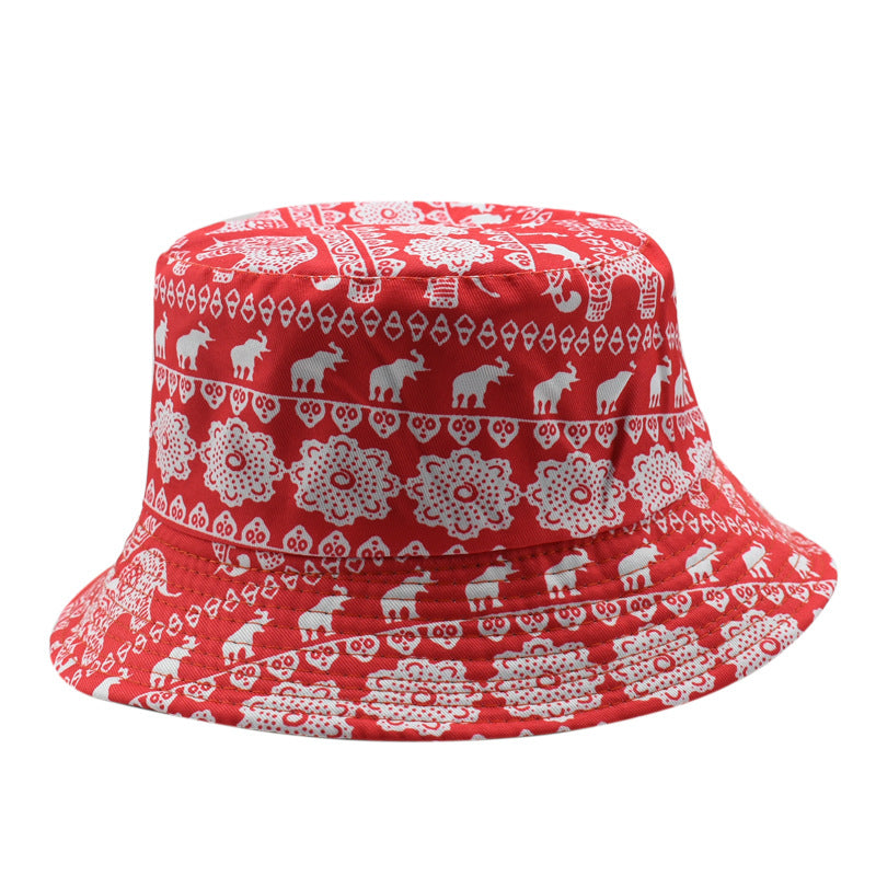 Wholesale  cartoon animal retro fisherman hat printed double-sided  sunshade hat