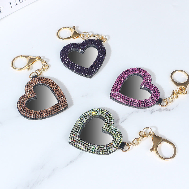 Wholesale Cute Diamond Small Heart Mirror Keychains ACC-KC-RuiJie004