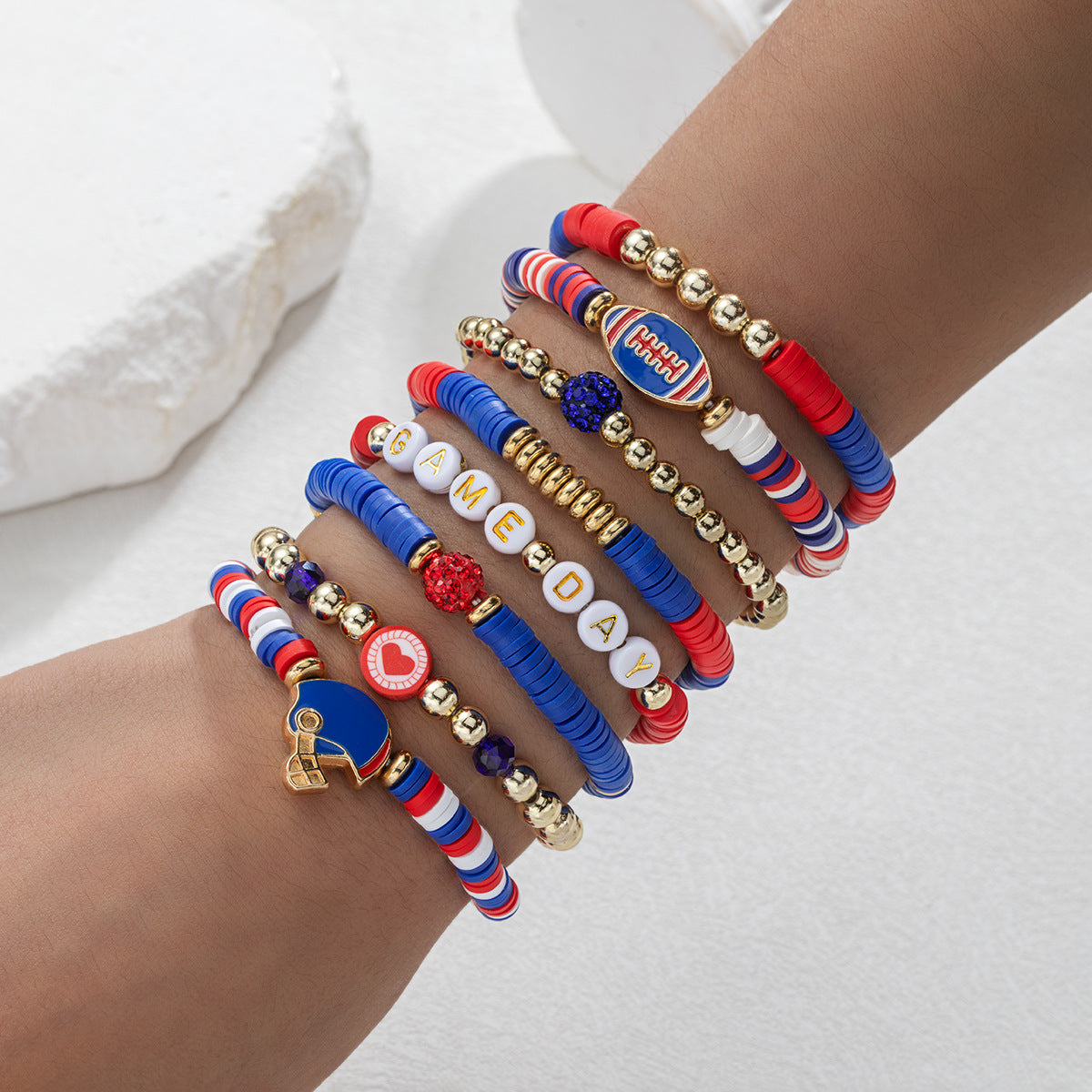 Wholesale Personalized Style Alloy Rugby Resin Letter  Bracelet  Set