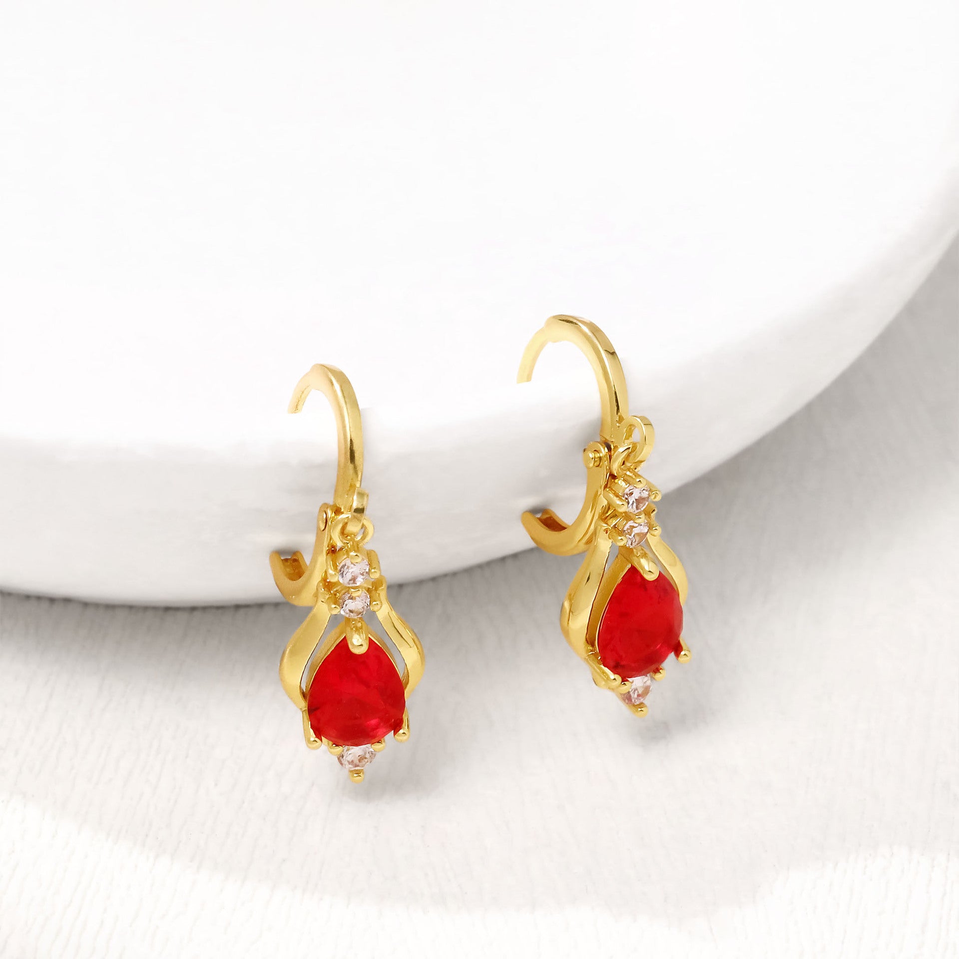 Wholesale Copper Ruby Zirconia Earrings