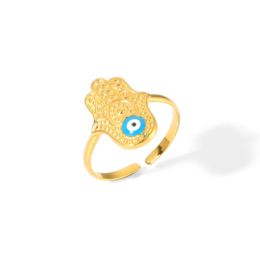 Wholesale Demon Eye Oil Drop 18K Gold Stainless Steel Rings ACC-RS-LiQuan003