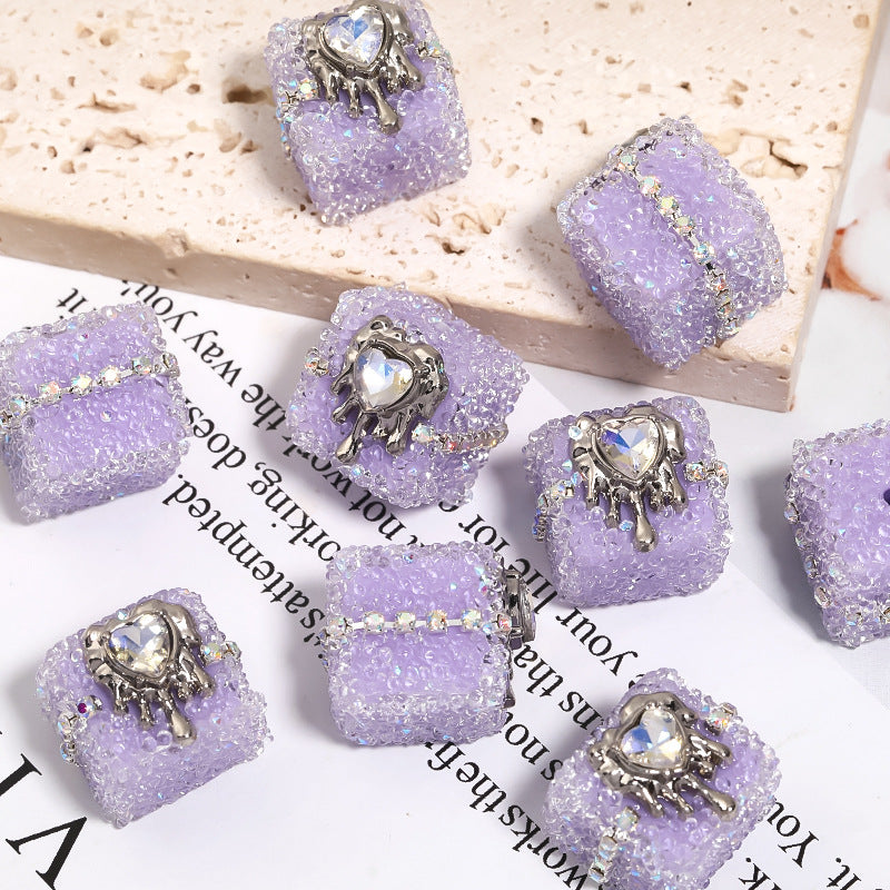 Wholesale of 5pcs/pack of Love Sugar Beads Square Full Diamond Beads ACC-BDS-BLG026