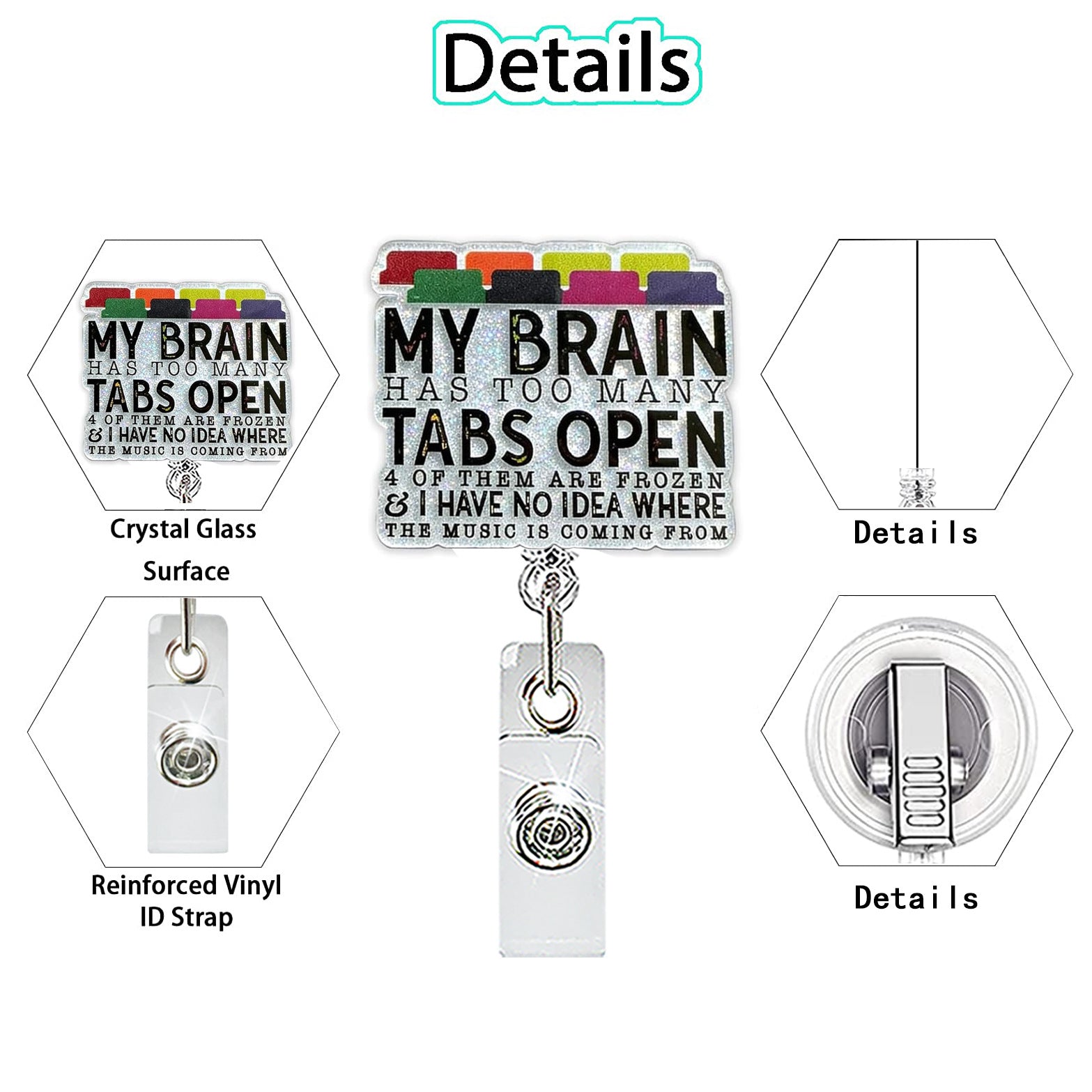 Wholesale Retractable Rotating Badge Reel Acrylic ID Card Holder for Hospital Staff