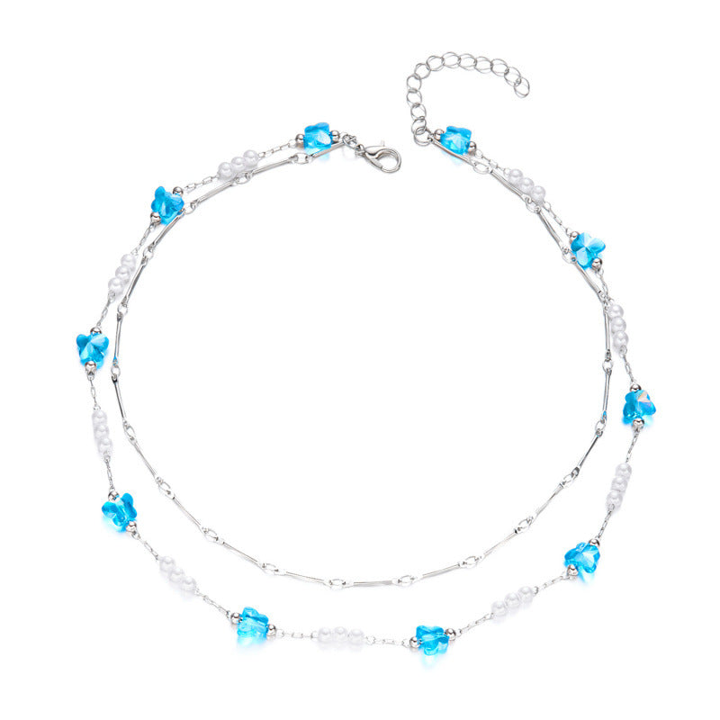 Wholesale  Double-Layer Butterfly Necklace Luxury Clavicle Chain  Accessories