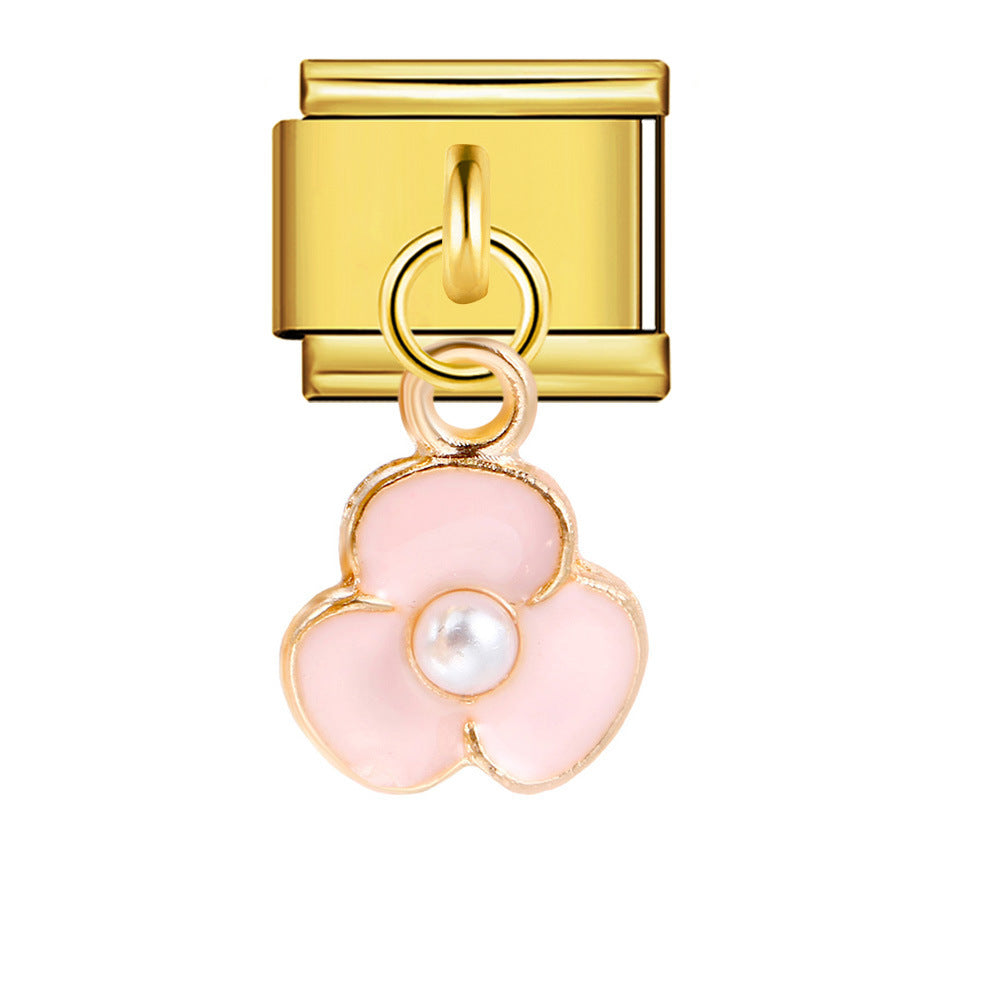 Wholesale  Italian Charm Bracelet 9mm DIY Pearl and Gemstone Hook Pendant Creative Stainless Steel Composable Bracelet