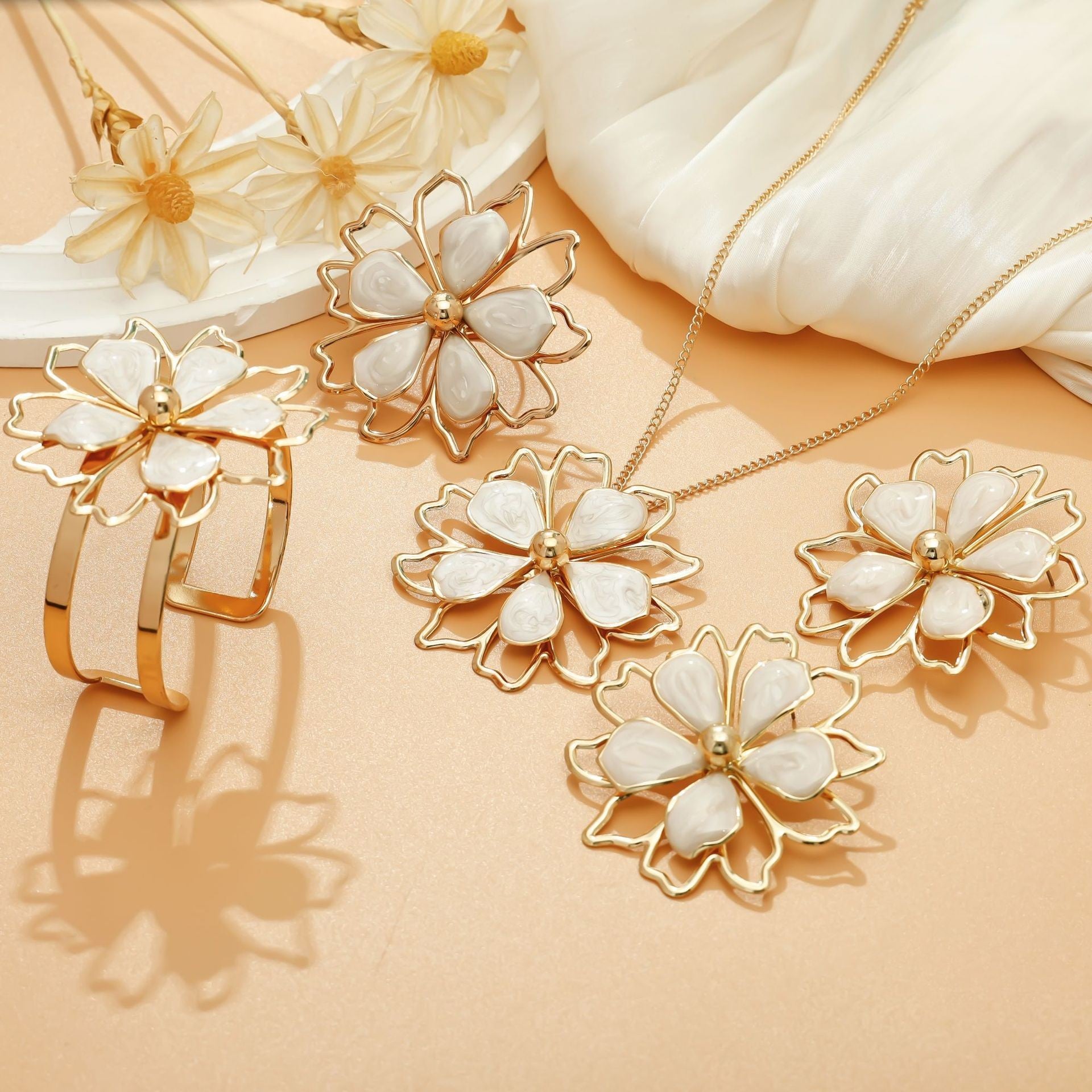 Wholesale Double-Layer Hollow Three-Dimensional Flower Ring