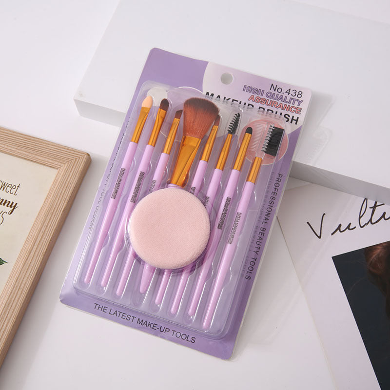 Wholesale 8 Pcs Makeup Brush Set with Powder Puff Fish Tail Portable Makeup Beauty Tools ACC-MB-JiuRan001