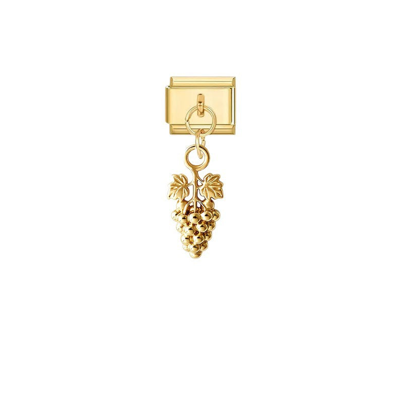 Wholesale Trendy Gold Plated Grape Pendant Jewelry Accessory Stainless Steel Fruit Charm For DIY Craft And Boutique Resale