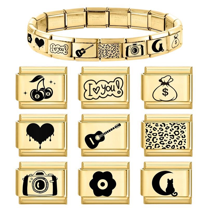 Wholesale Italian Charm Bracelet 9mm DIY Splicing Creative Pattern Stainless Steel Composable Bracelet
